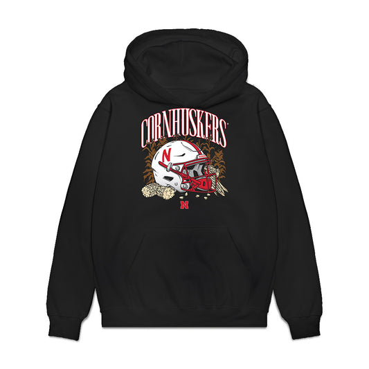 Nebraska - NCAA Football : Jase Reynolds - Vintage Helmet Premium Hooded Sweatshirt-0