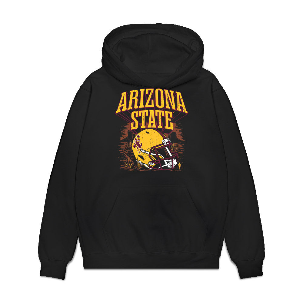 Arizona State - NCAA Football : Jeff Sims - Vintage Helmet Premium Hooded Sweatshirt-0