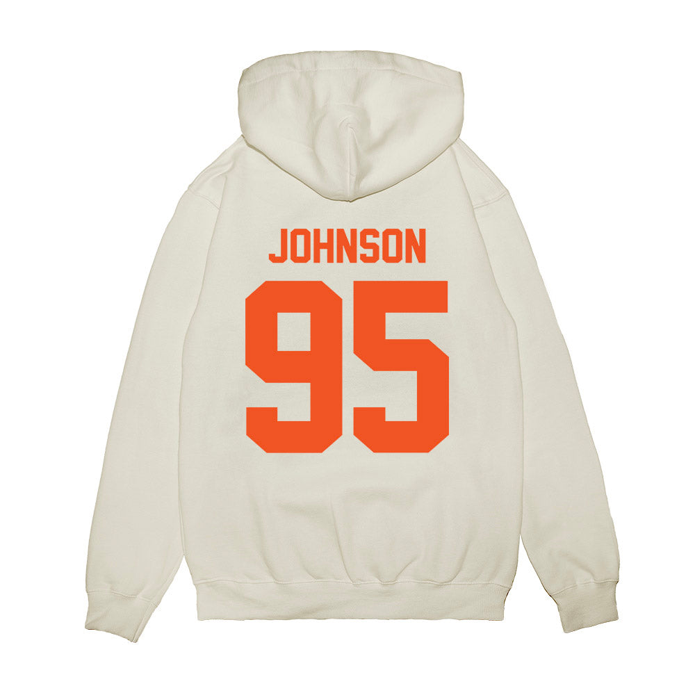 Oklahoma State - NCAA Football : Jaleel Johnson - Vintage Helmet Premium Hooded Sweatshirt-1
