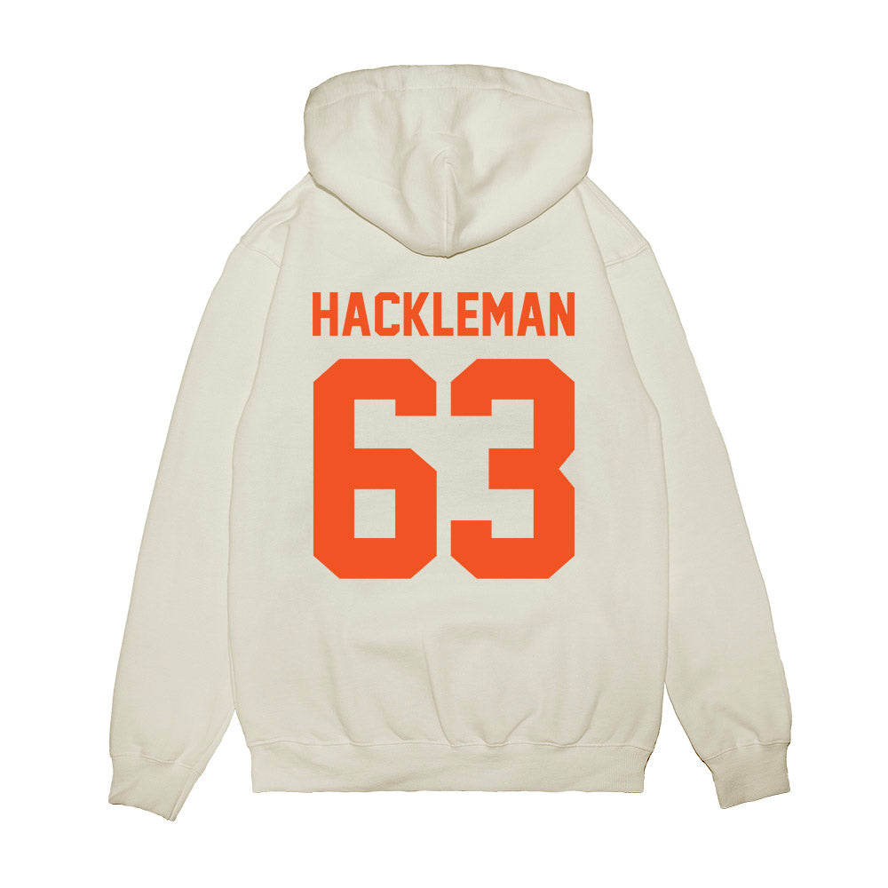 Oklahoma State - NCAA Football : Caleb Hackleman - Vintage Helmet Premium Hooded Sweatshirt-1