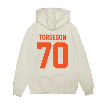 Oklahoma State - NCAA Football : Shaun Torgeson - Vintage Helmet Premium Hooded Sweatshirt-1