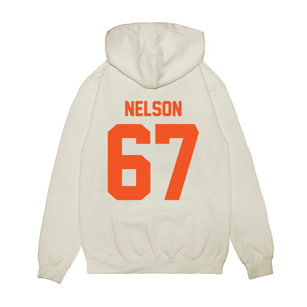 Oklahoma State - NCAA Football : Braydon Nelson - Vintage Helmet Premium Hooded Sweatshirt-1