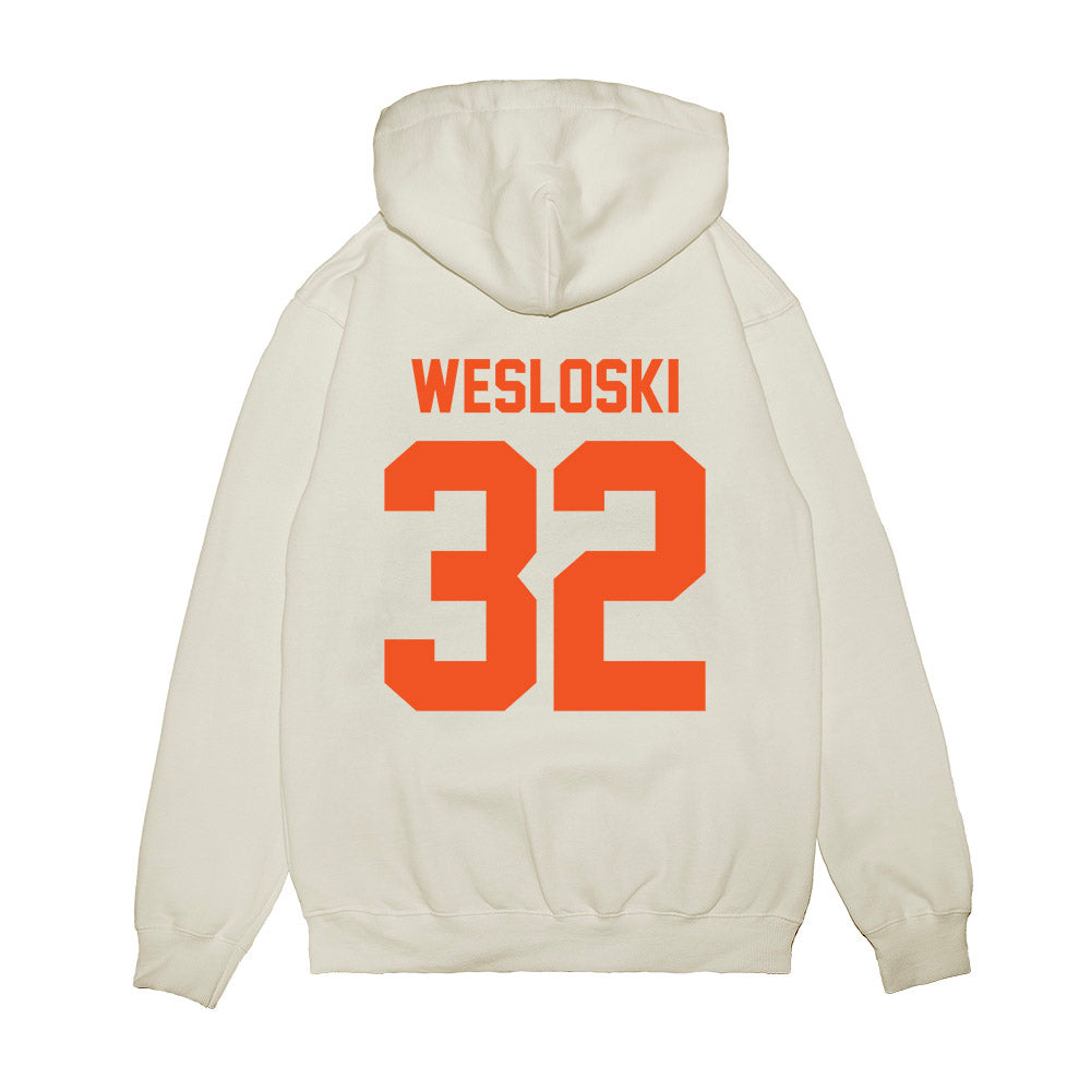 Oklahoma State - NCAA Football : Ethan Wesloski - Vintage Helmet Premium Hooded Sweatshirt-1