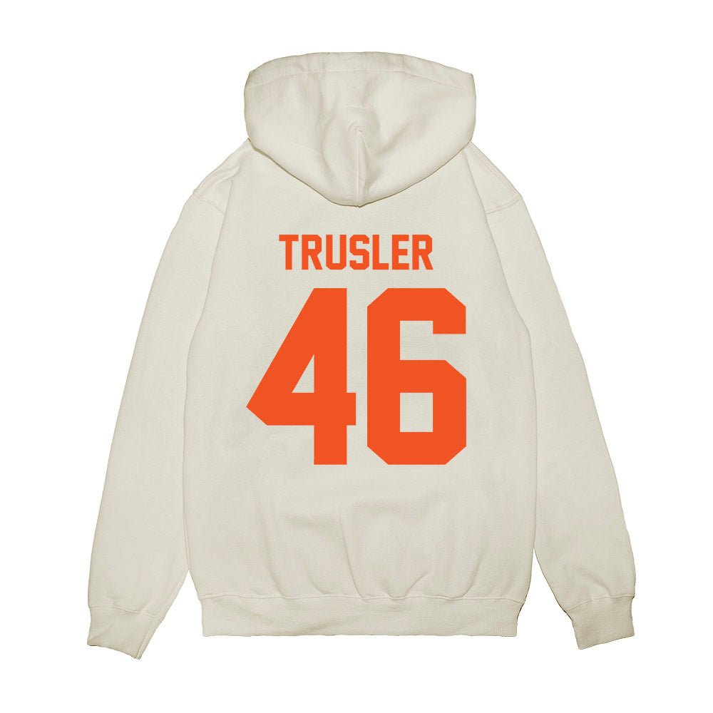 Oklahoma State - NCAA Football : Hunter Trusler - Vintage Helmet Premium Hooded Sweatshirt-1