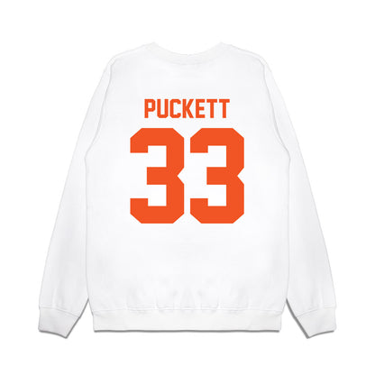 Oklahoma State - NCAA Football : Jack Puckett - Vintage Helmet Premium Crewneck Sweatshirt-1