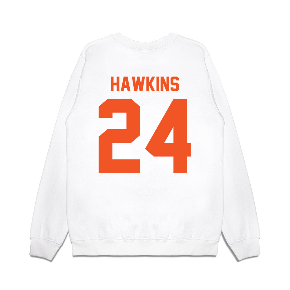 Oklahoma State - NCAA Football : Caleb Hawkins - Vintage Helmet Premium Crewneck Sweatshirt-1