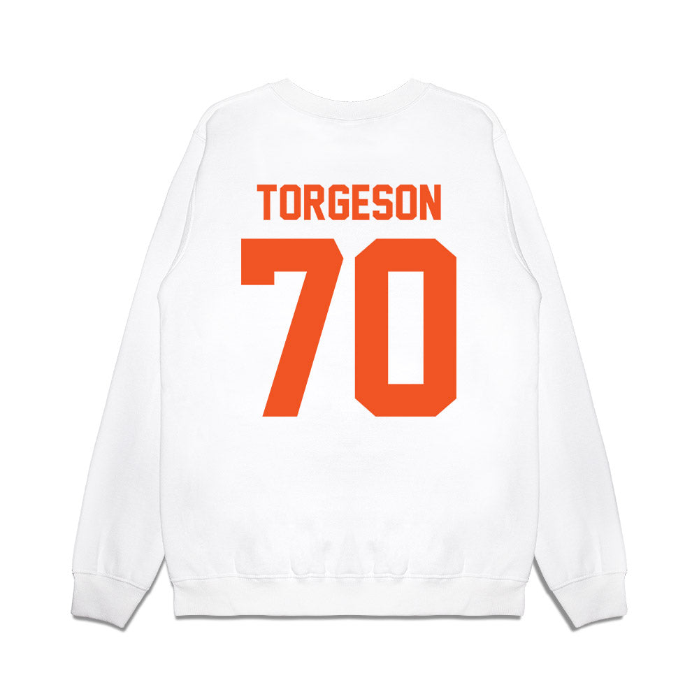 Oklahoma State - NCAA Football : Shaun Torgeson - Vintage Helmet Premium Crewneck Sweatshirt-1