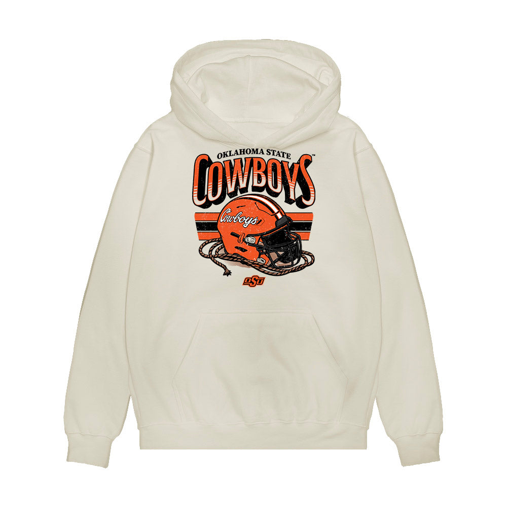 Oklahoma State - NCAA Football : Drew Mestemaker - Vintage Helmet Premium Hooded Sweatshirt-0