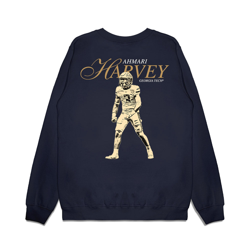 Georgia Tech - NCAA Football : Ahmari Harvey - Legacy Premium Crewneck Sweatshirt-1
