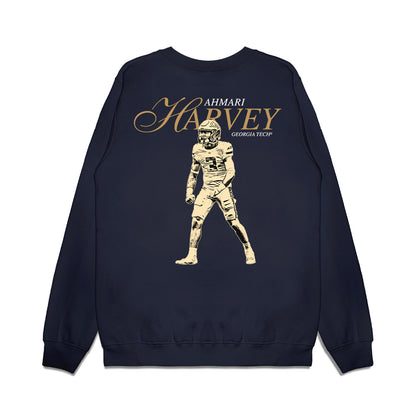 Georgia Tech - NCAA Football : Ahmari Harvey - Legacy Premium Crewneck Sweatshirt-1