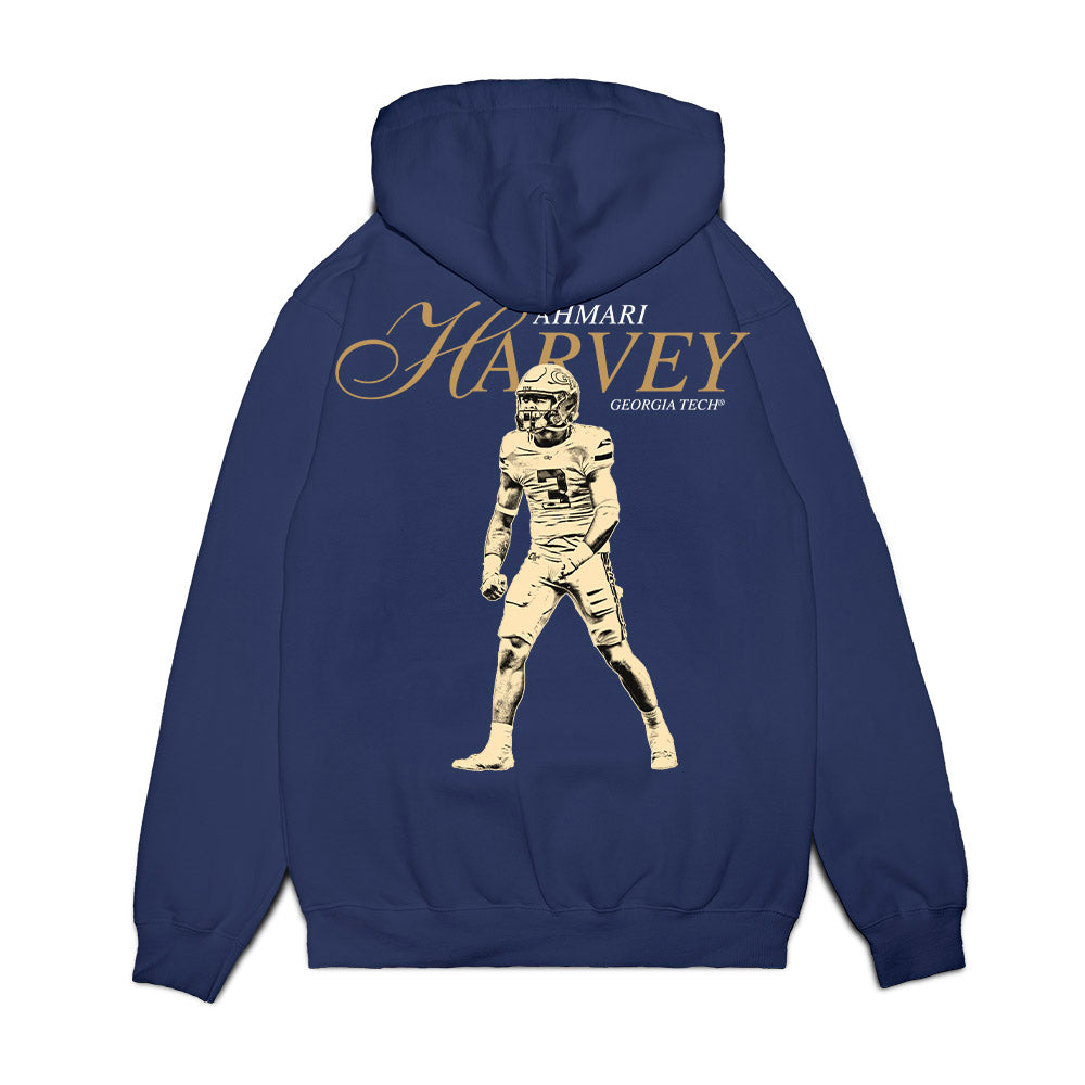 Georgia Tech - NCAA Football : Ahmari Harvey - Legacy Fleece Hooded Sweatshirt-1