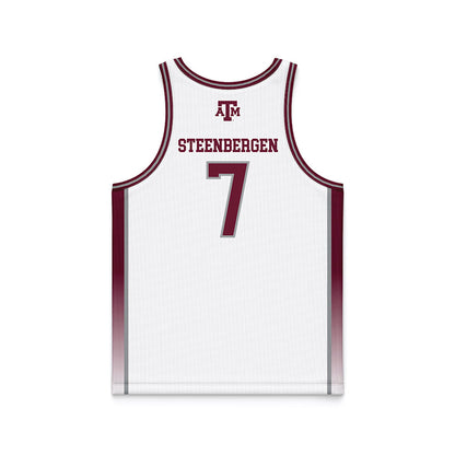 Texas A&M - NCAA Women's Basketball : Pien Steenbergen - White Basketball Jersey-1