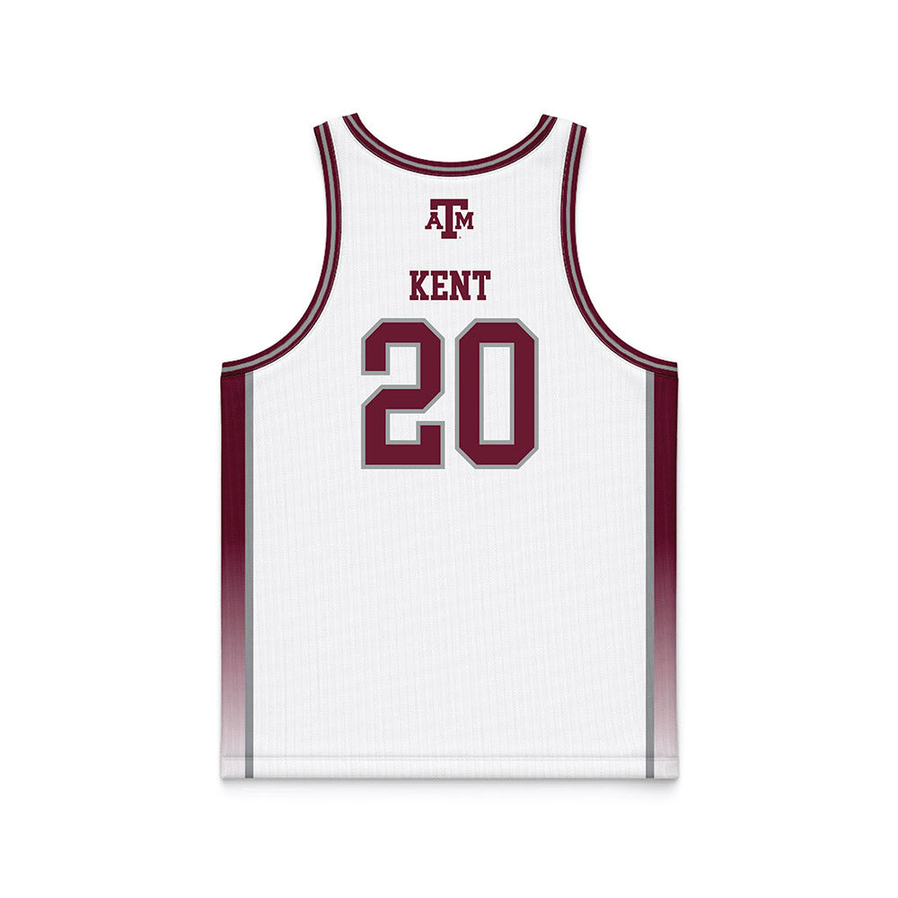 Texas A&M - NCAA Women's Basketball : Janae Kent - White Basketball Jersey-1