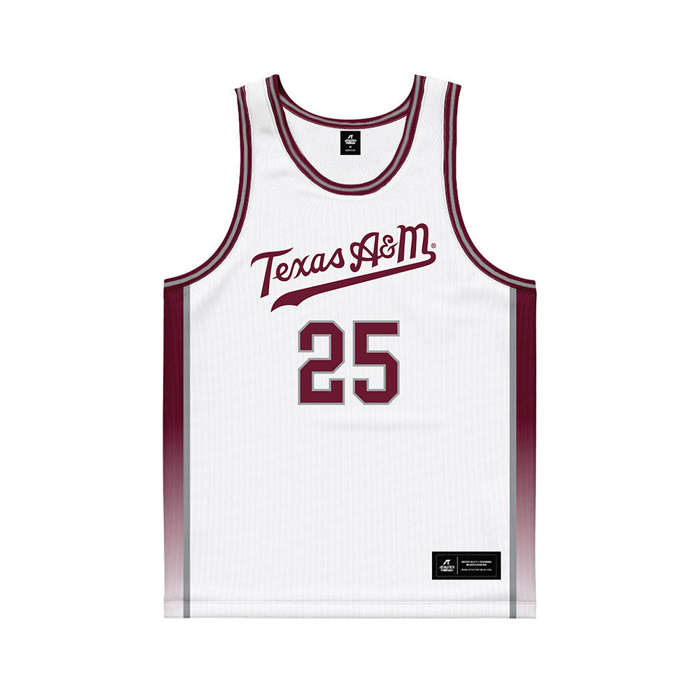 Texas A&M - NCAA Women's Basketball : Emerald Parker - White Basketball Jersey-0