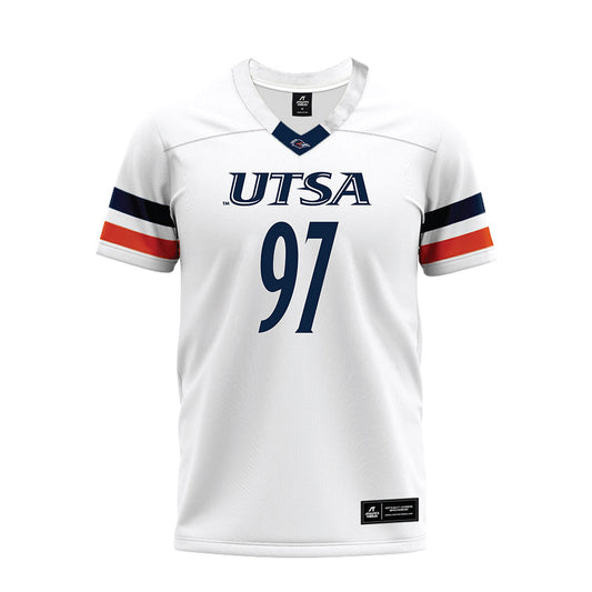 UTSA - NCAA Football : King Justice - White Premium Football Jersey-0