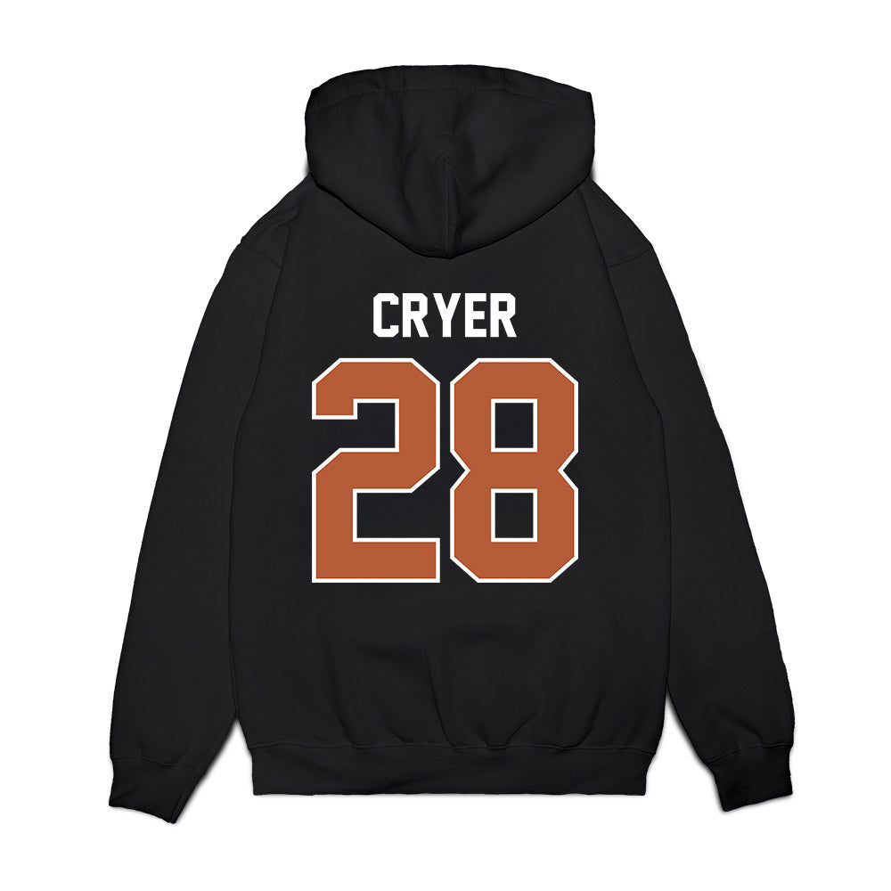 Texas - NCAA Football : Justin Cryer - Vintage Helmet Premium Hooded Sweatshirt-1