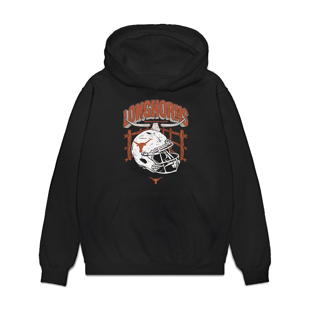 Texas - NCAA Football : Derrek Cooper jr - Vintage Helmet Premium Hooded Sweatshirt-0