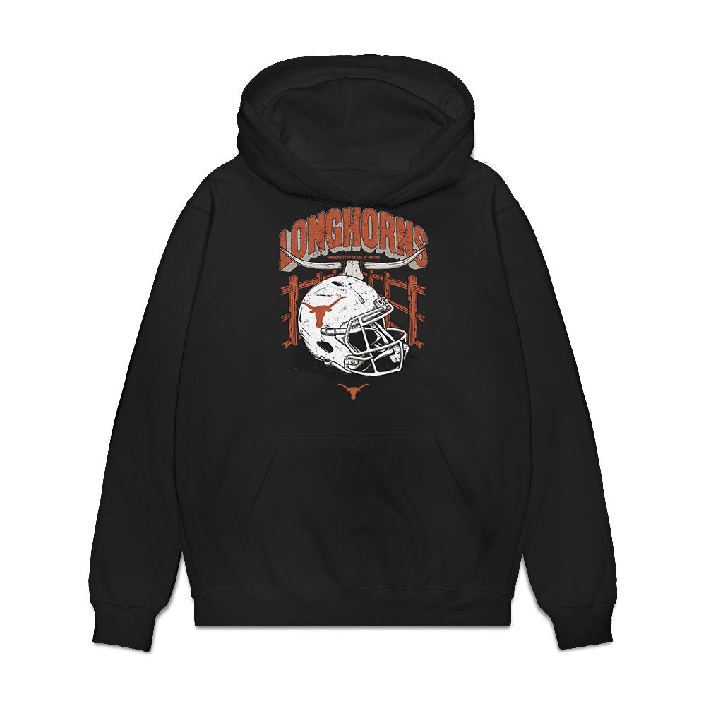 Texas - NCAA Football : James Johnson - Vintage Helmet Premium Hooded Sweatshirt-0