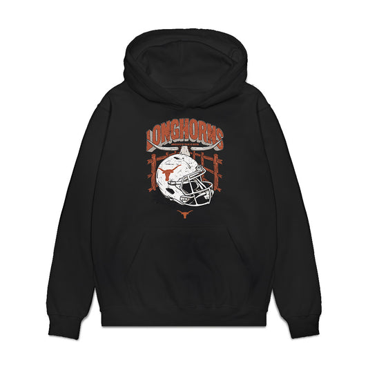 Texas - NCAA Football : Josiah Sharma - Vintage Helmet Premium Hooded Sweatshirt-0