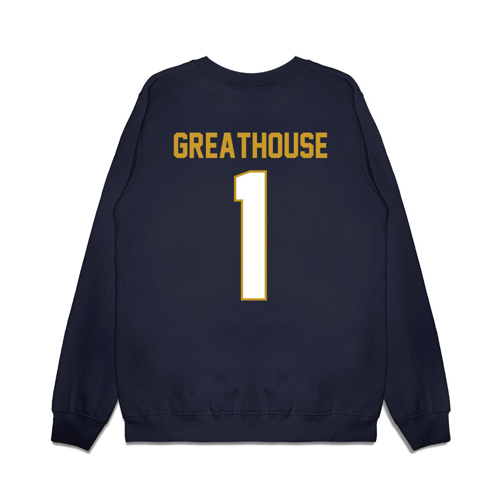 Notre Dame - NCAA Football : Jaden Greathouse - Vintage Helmet Premium Crewneck Sweatshirt-1