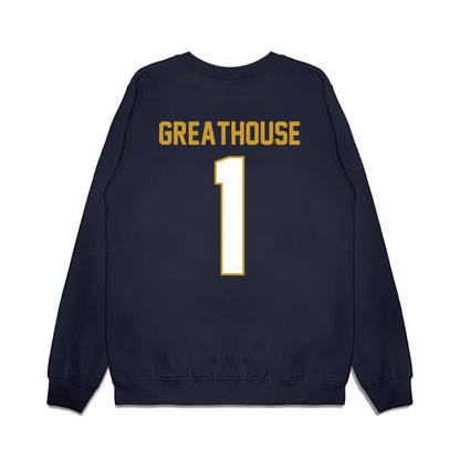 Notre Dame - NCAA Football : Jaden Greathouse - Vintage Helmet Premium Crewneck Sweatshirt-1