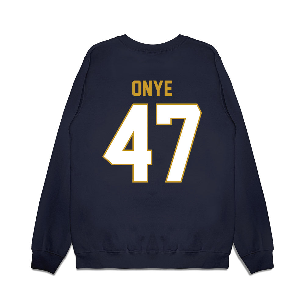 Notre Dame - NCAA Football : Jason Onye - Vintage Helmet Premium Crewneck Sweatshirt-1