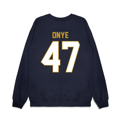Notre Dame - NCAA Football : Jason Onye - Vintage Helmet Premium Crewneck Sweatshirt-1