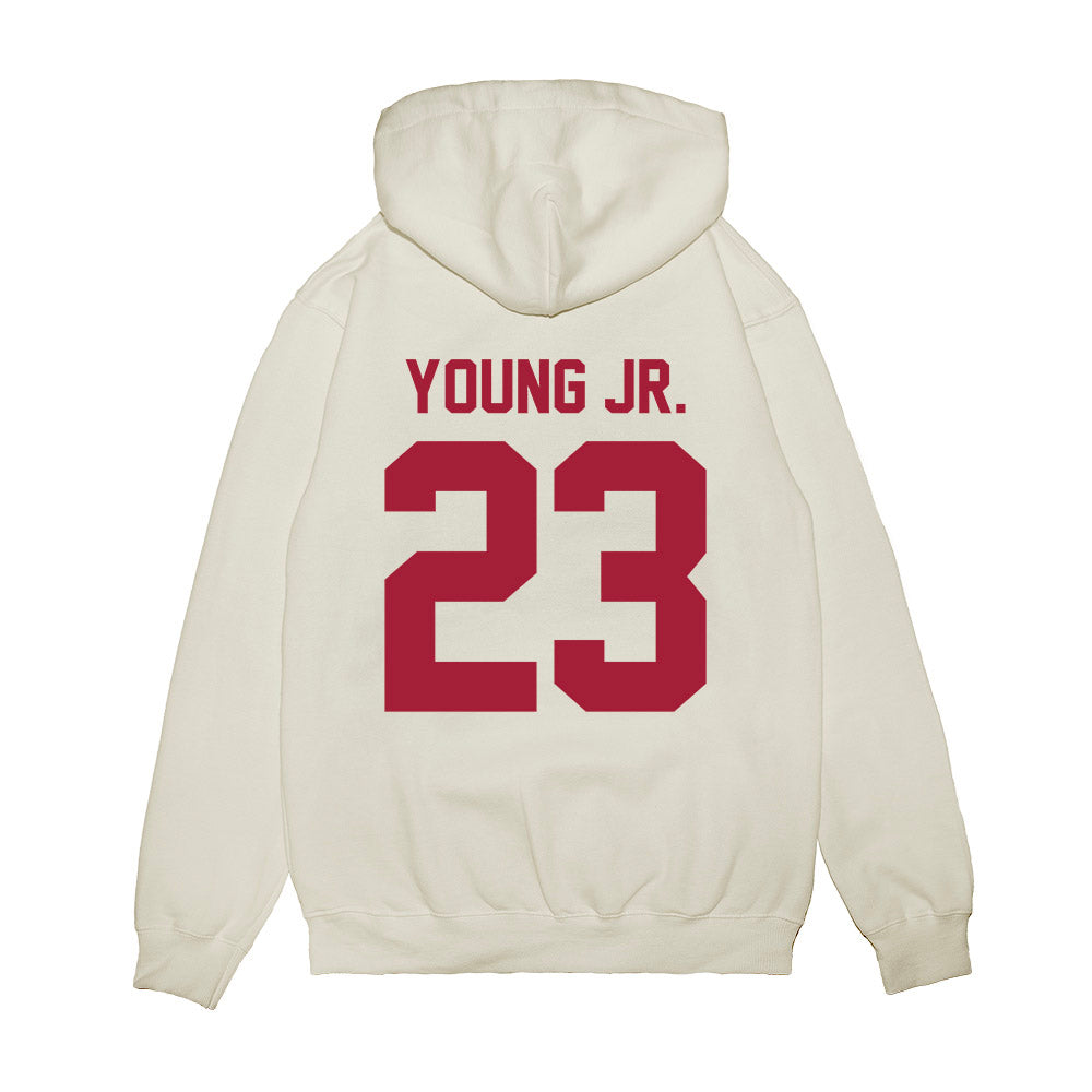 Arkansas - NCAA Football : Kevin Young Jr. - Vintage Helmet Premium Hooded Sweatshirt-1