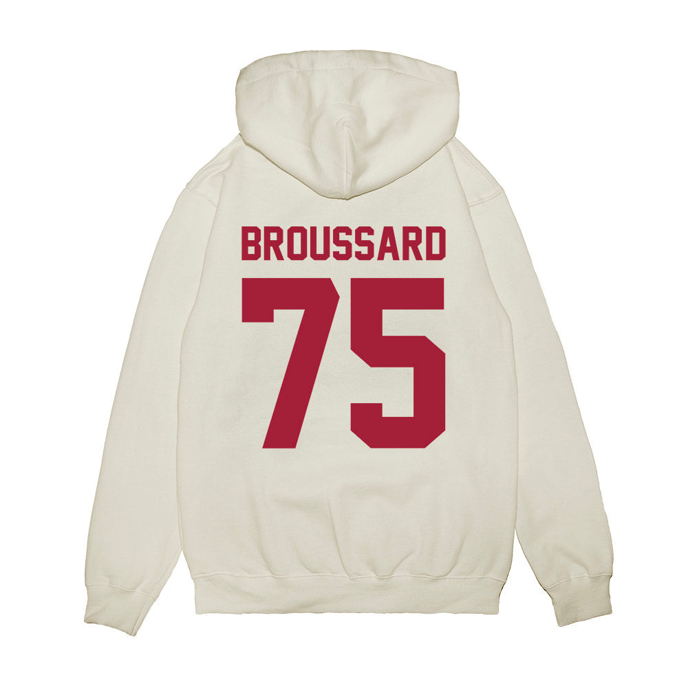 Arkansas - NCAA Football : Kavion Broussard - Vintage Helmet Premium Hooded Sweatshirt-1