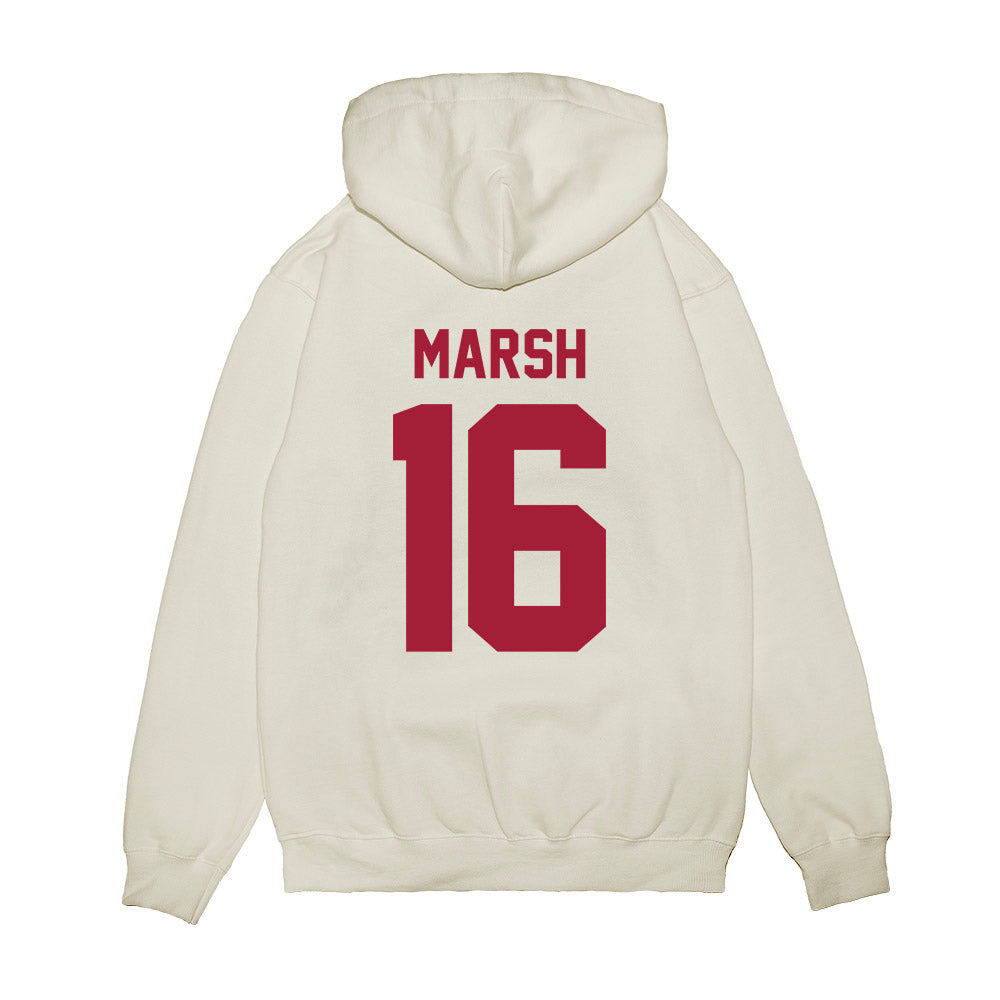 Arkansas - NCAA Football : Kourtlan Marsh - Vintage Helmet Premium Hooded Sweatshirt-1