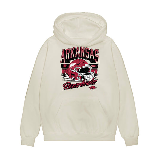 Arkansas - NCAA Football : Emmanuel Flor - Vintage Helmet Premium Hooded Sweatshirt-0