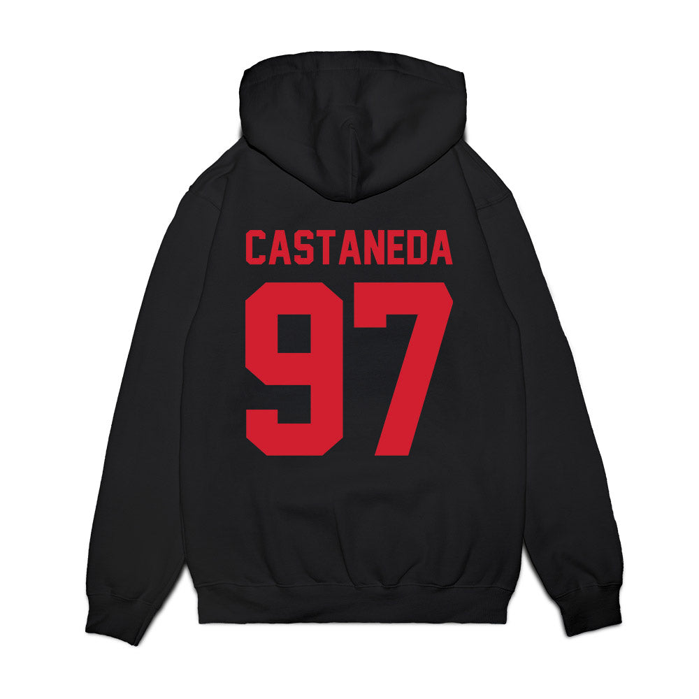 NC State - NCAA Football : Joseph Castaneda - Vintage Helmet Premium Hooded Sweatshirt-1