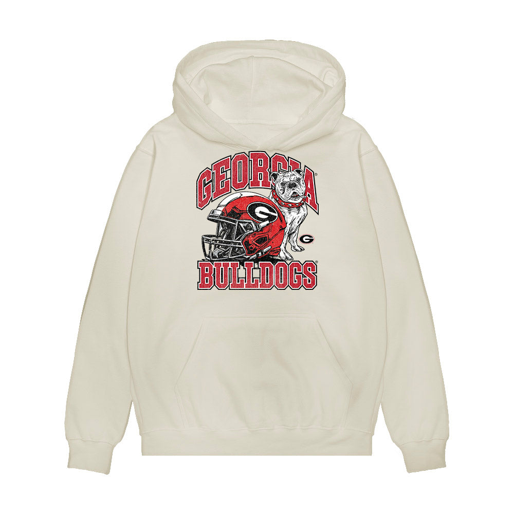Georgia - NCAA Football : AJ Lonon - Vintage Helmet Premium Hooded Sweatshirt-0