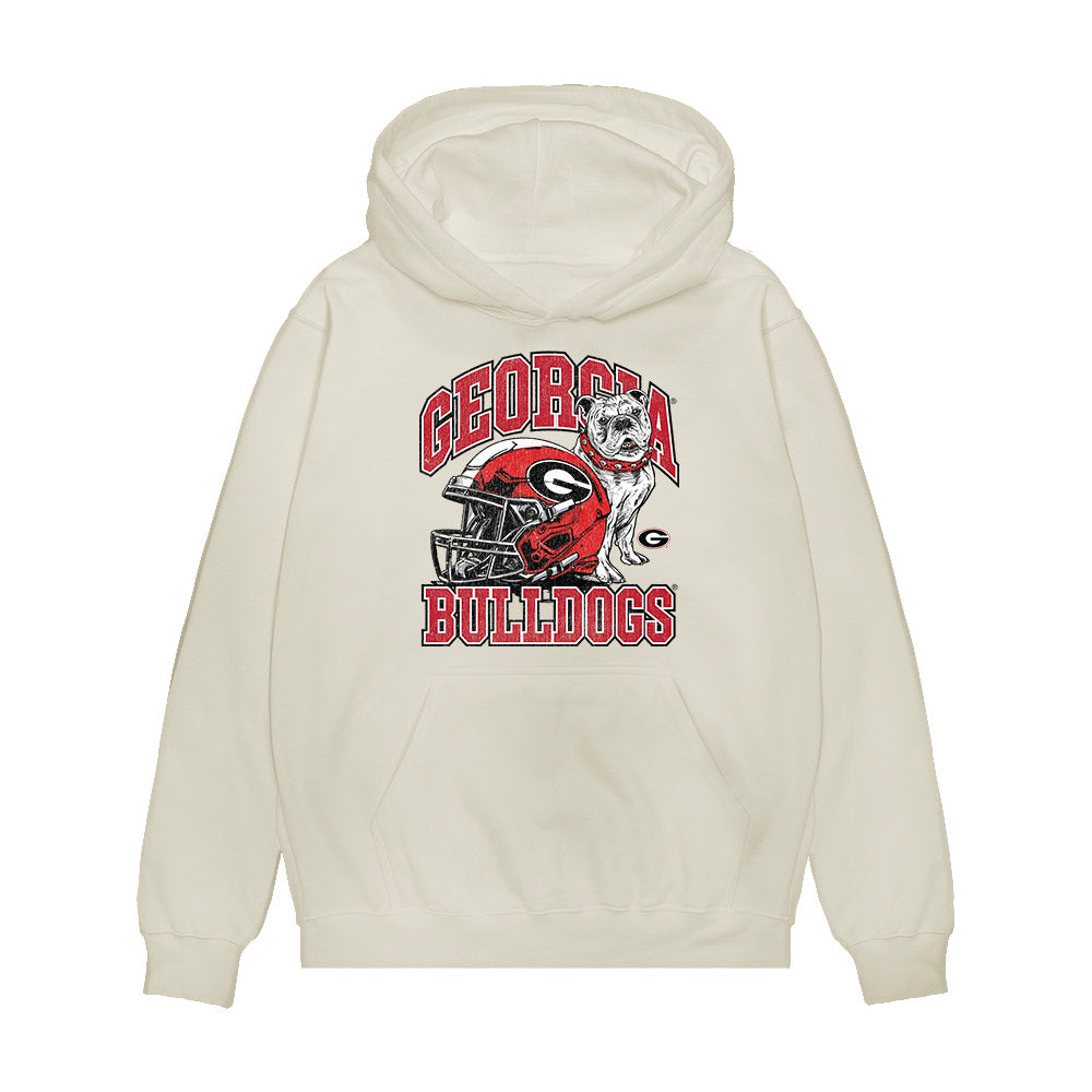 Georgia - NCAA Football : Gabe Harris Jr. - Vintage Helmet Premium Hooded Sweatshirt-0