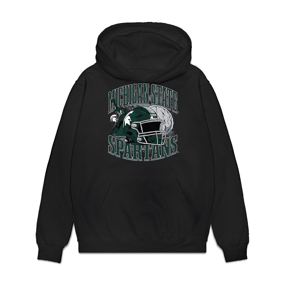 Michigan State - NCAA Football : Leo Hannan - Vintage Helmet Premium Hooded Sweatshirt-0