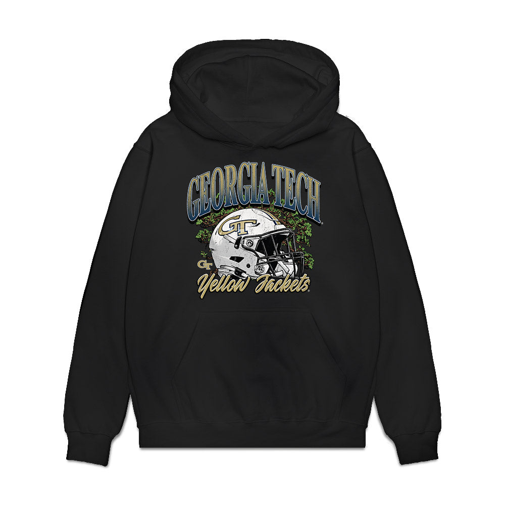 Georgia Tech - NCAA Football : Josh Petty - Vintage Helmet Premium Hooded Sweatshirt-0