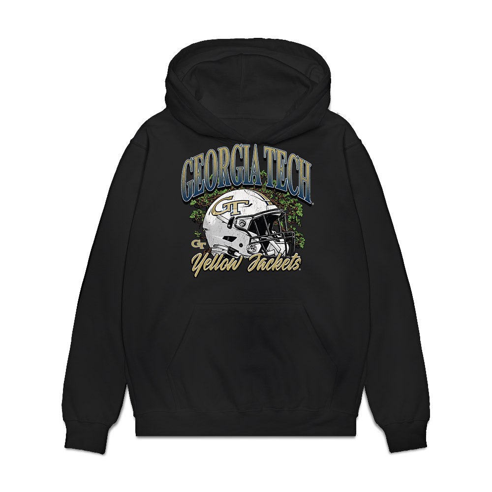 Georgia Tech - NCAA Football : Traeviss Stevenson - Vintage Helmet Premium Hooded Sweatshirt-0