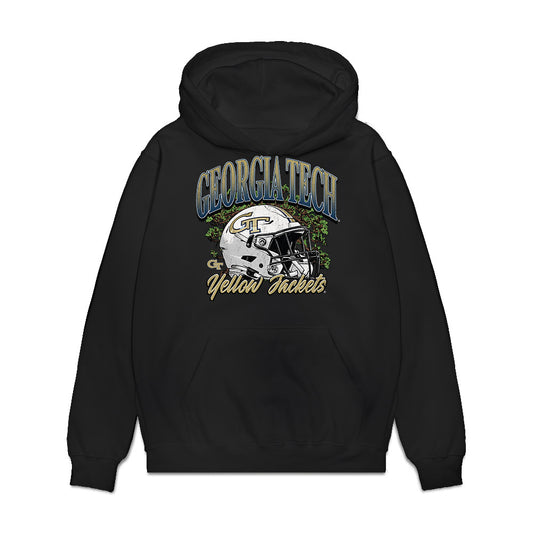 Georgia Tech - NCAA Football : Traeviss Stevenson - Vintage Helmet Premium Hooded Sweatshirt-0