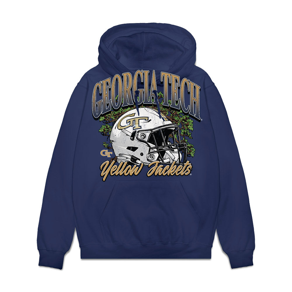 Georgia Tech - NCAA Football : Traeviss Stevenson - Vintage Helmet Fleece Hooded Sweatshirt-0