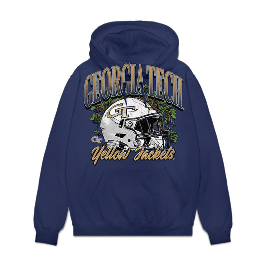 Georgia Tech - NCAA Football : Traeviss Stevenson - Vintage Helmet Fleece Hooded Sweatshirt-0