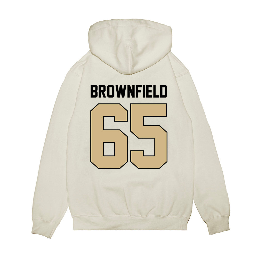 Purdue - NCAA Football : Brock Brownfield - Vintage Helmet Premium Hooded Sweatshirt-1