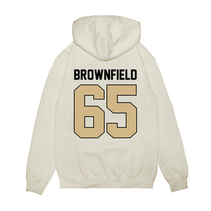 Purdue - NCAA Football : Brock Brownfield - Vintage Helmet Premium Hooded Sweatshirt-1