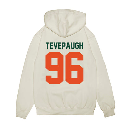 Miami - NCAA Football : Tucker Tevepaugh - Vintage Helmet Premium Hooded Sweatshirt-1