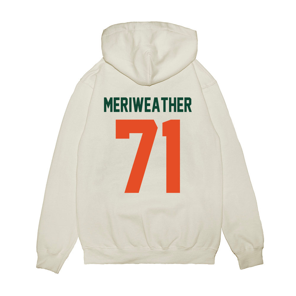 Miami - NCAA Football : Jamal Meriweather - Vintage Helmet Premium Hooded Sweatshirt-1