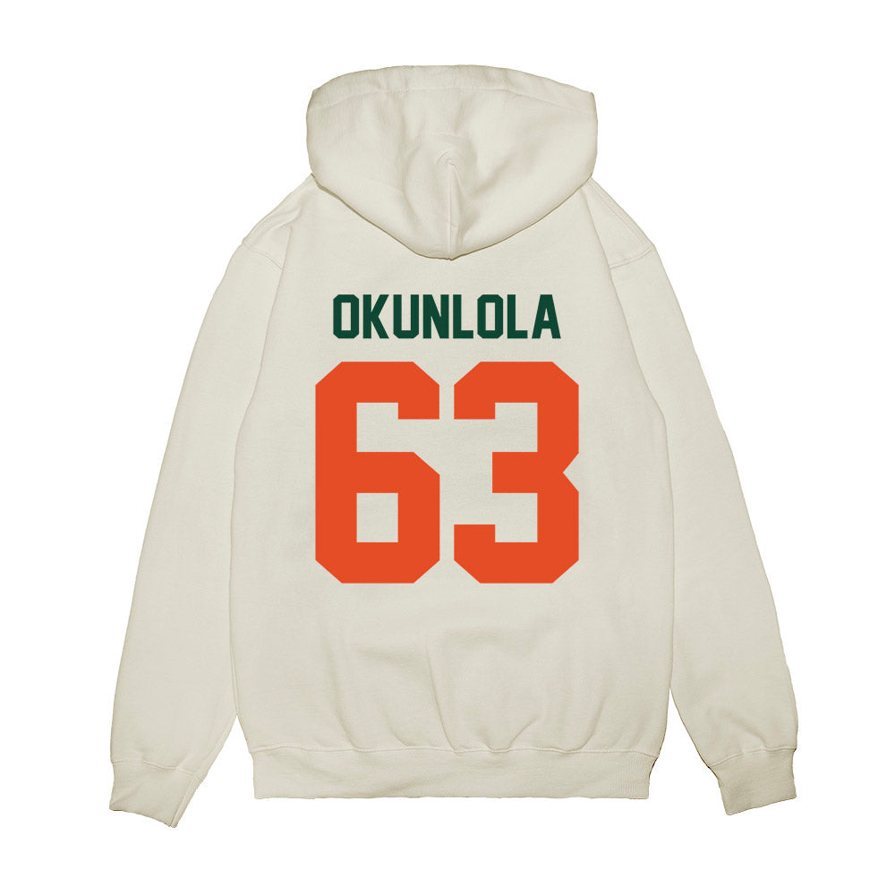 Miami - NCAA Football : Samson Okunlola - Vintage Helmet Premium Hooded Sweatshirt-1