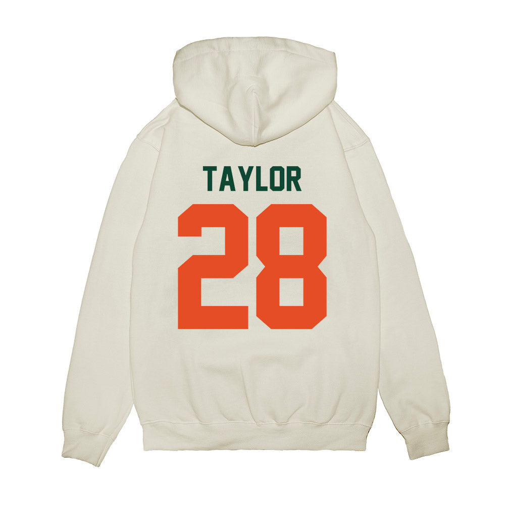 Miami - NCAA Football : Isaiah Taylor - Vintage Helmet Premium Hooded Sweatshirt-1
