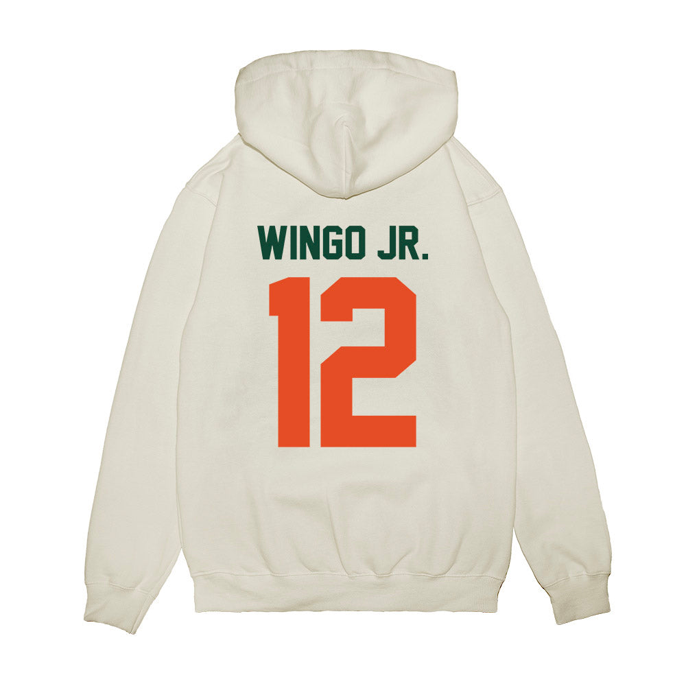 Miami - NCAA Football : Somourian Wingo Jr. - Vintage Helmet Premium Hooded Sweatshirt-1