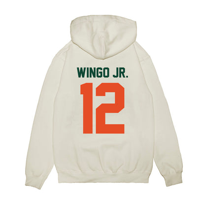 Miami - NCAA Football : Somourian Wingo Jr. - Vintage Helmet Premium Hooded Sweatshirt-1