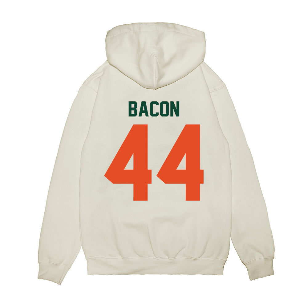 Miami - NCAA Football : Tyson Bacon - Vintage Helmet Premium Hooded Sweatshirt-1