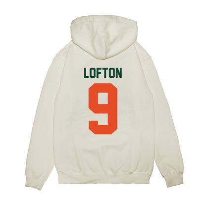 Miami - NCAA Football : Elija Lofton - Vintage Helmet Premium Hooded Sweatshirt-1